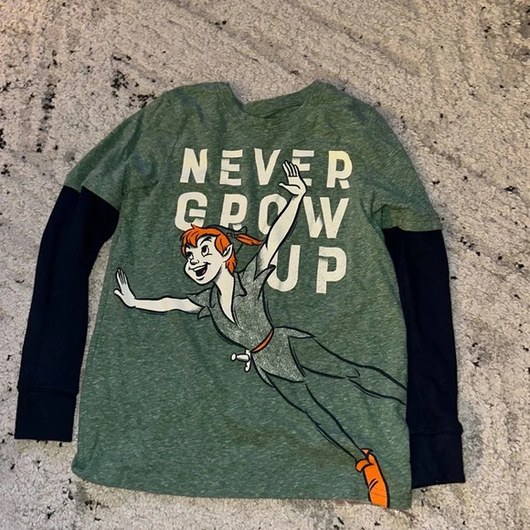 Peter Pan Disney Jumping Beans long-sleeve top “Never Grow Up” Boys Size 10 - Picture 1 of 2